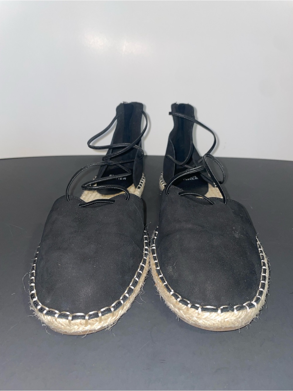 Eileen Fisher Black Espadrille Lace-Up Flats